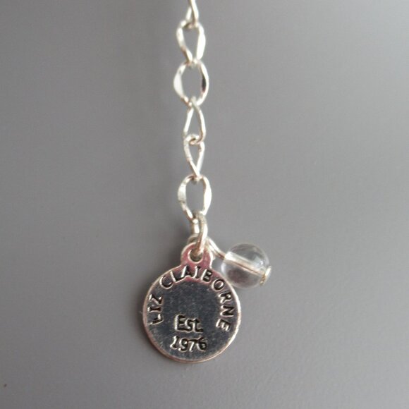 Liz Claiborne Silver and Blue Pendant Necklace Silver Tone 18" Long - Picture 6 of 10